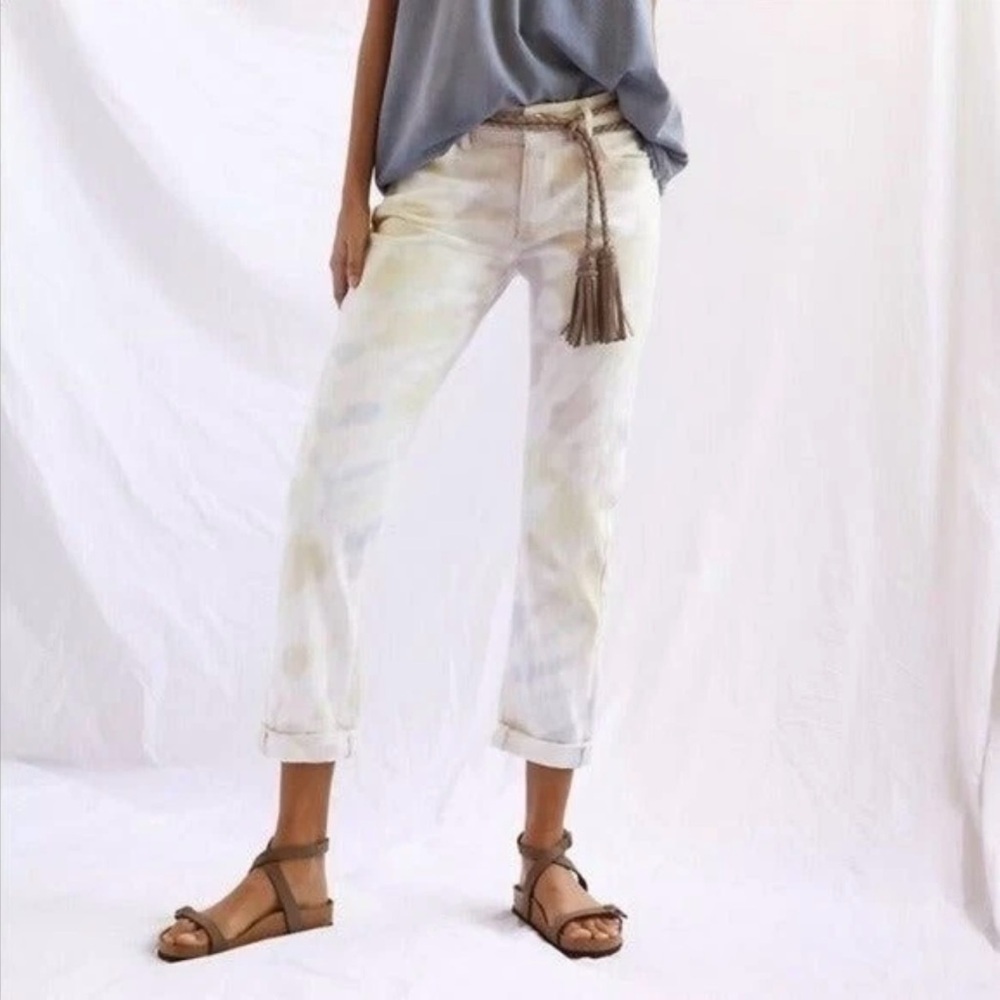ANTHROPOLOGIE Pilcro Slim Boyfriend Crop Tie Dye Jeans Size 32 NEW $160